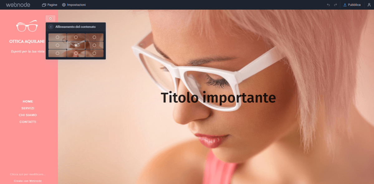 Regola dei terzi nell'editor Webnode