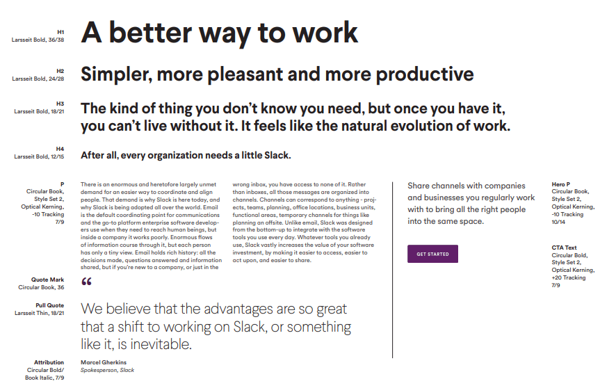 Slack Font Anwendung