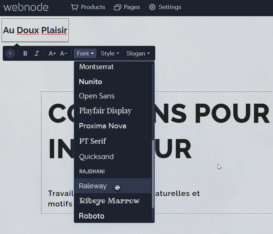 El editor de Webnode