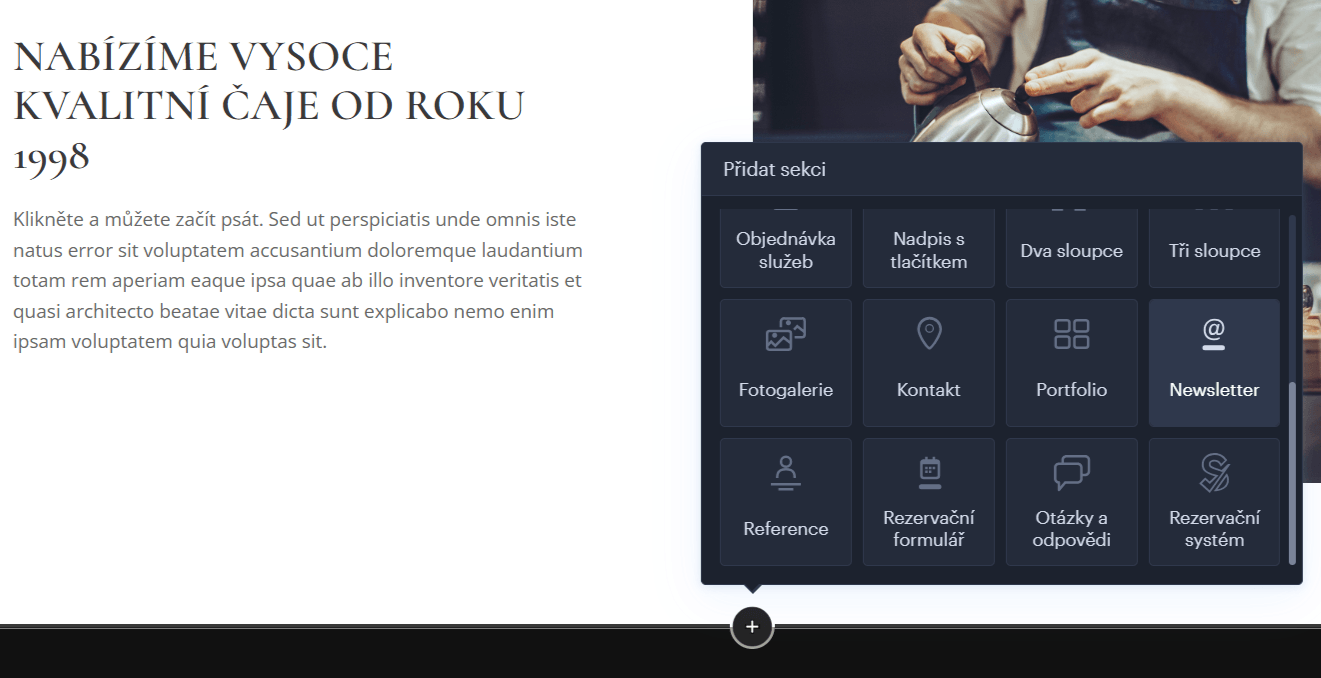 Registrační formulář pro odběr newsletteru ve Webnode