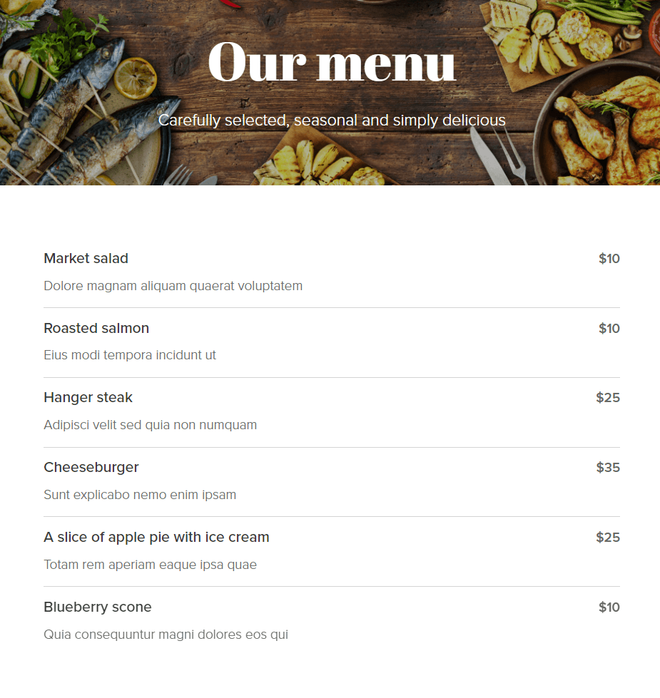 A text-base searchable menu