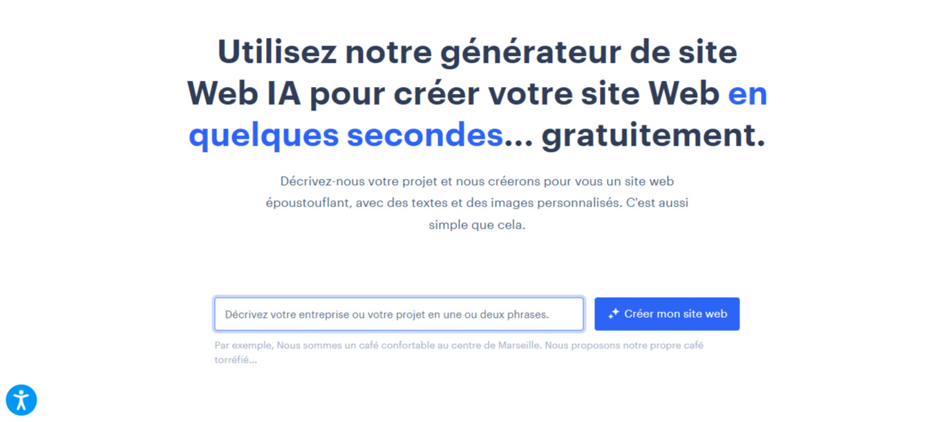 Capture d'écran montrant comment créer un site web de plomberie avec l'IA de Webnode.