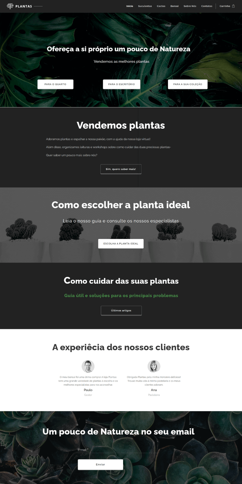 Homepage que incita a uma navegação mais profunda
