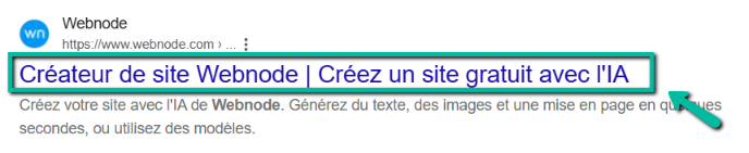 Exemple de balise titre dans les résultats Google