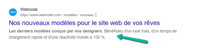 Exemple de meta description dans les résultats de recherche Google