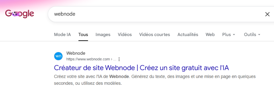 Exemple d'extrait de recherche Google