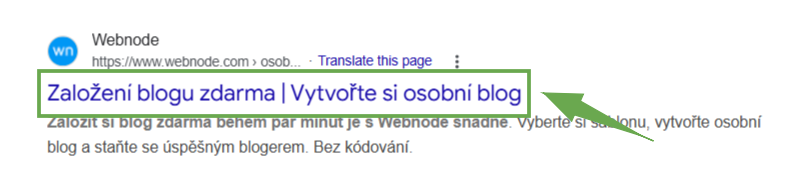 ukázka meta titulku ve vyhledávači