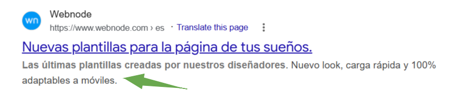 Ejemplo de metadescripción en los resultados de búsqueda de Google