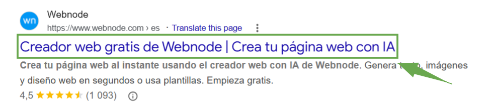 Ejemplo de un metatítulo en los resultados de Google