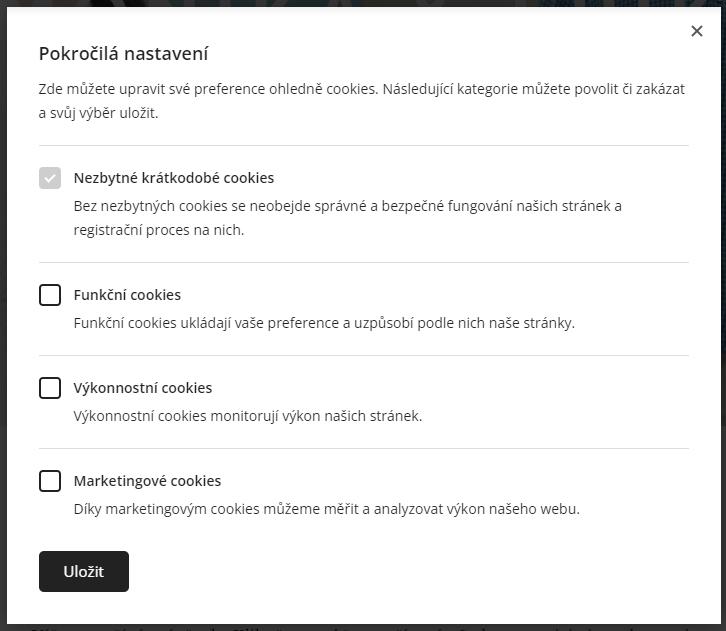 Webnode nastavení cookie lišty