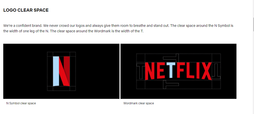 cómo Netflix define el espacio libre necesario alrededor de sus logos