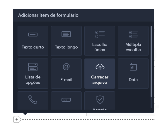 opção carregar arquivo