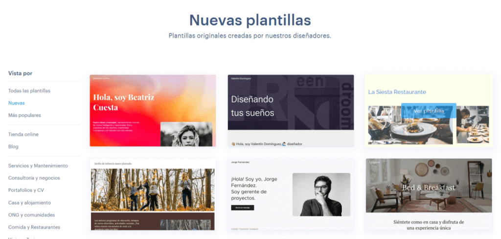 Plantillas de sitios web de Webnode