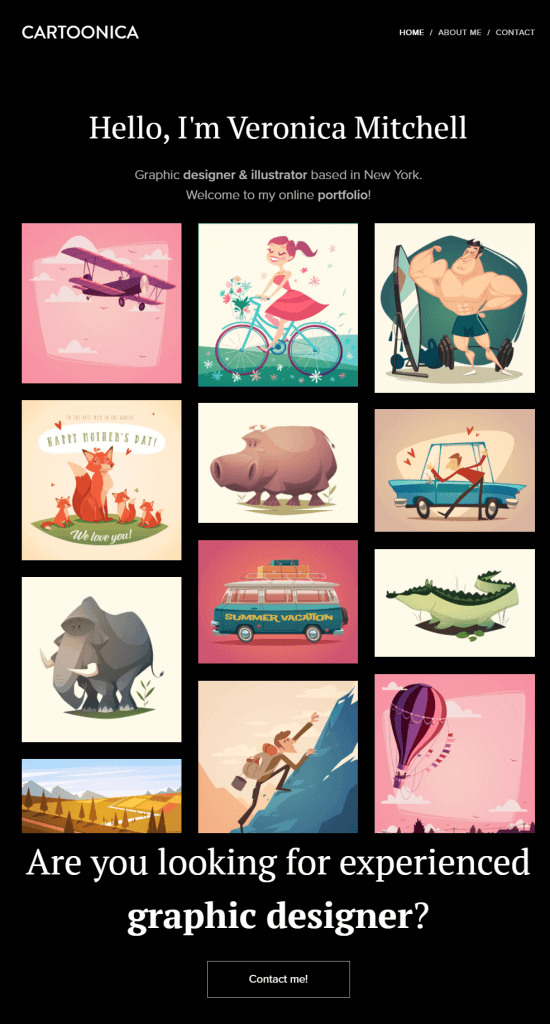 Un esempio di portfolio di illustratori e designer