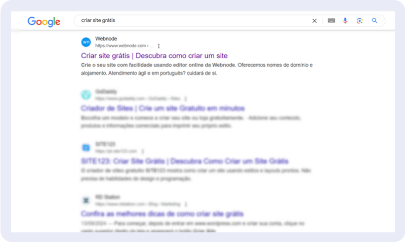 Resultados da pesquisa: como criar um site grátis