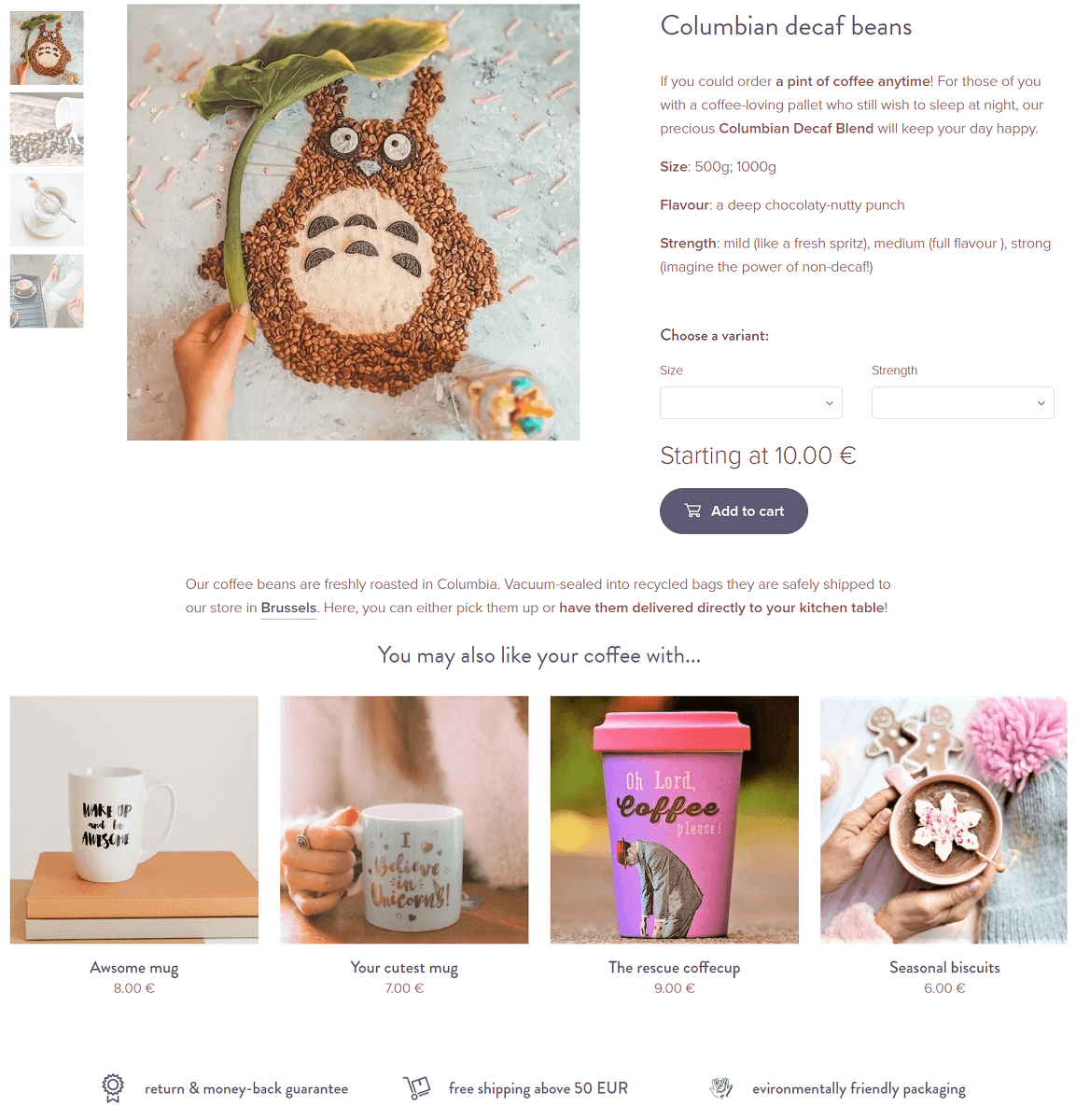 Product landing page example