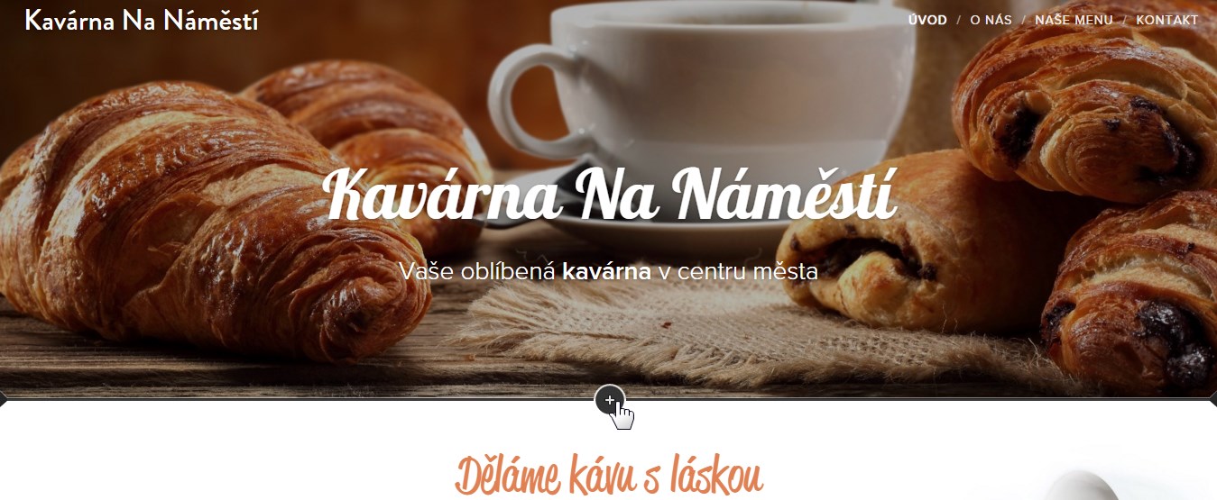 Tlačítko pro přidání sekce ve Webnode 2.0