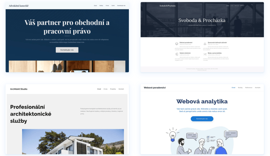 Šablony webových stránek Webnode pro profesionály poskytující služby
