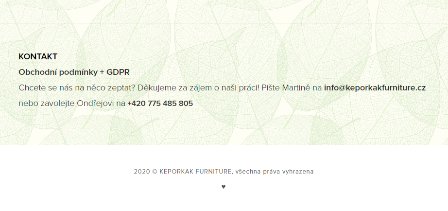 Jednoduchá patička webu