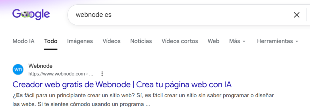 Ejemplo de snippet en los resultados de Google