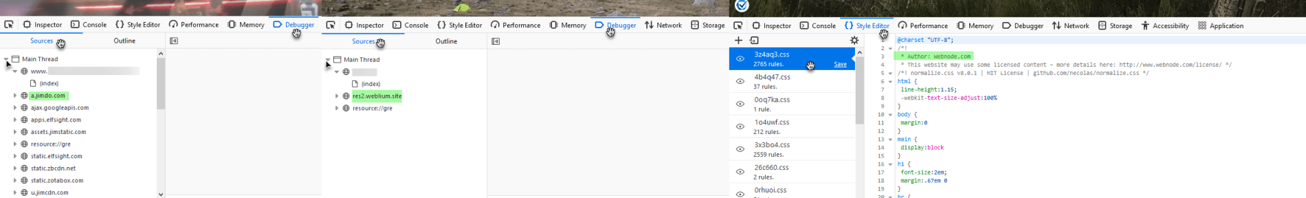 Sources in Firefox