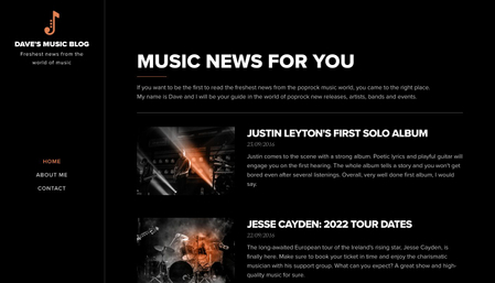Websitesjabloon voor muziekblog