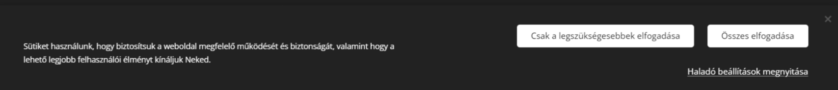 Példa a cookie-sáv