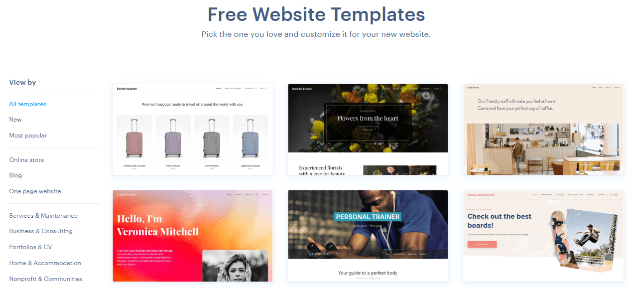 Webnode templates gallery