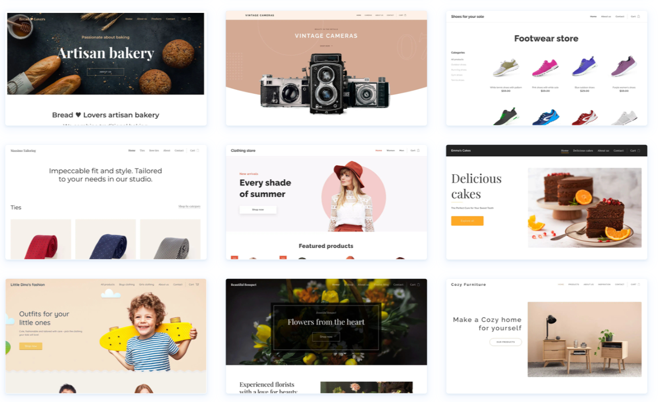 Webnode E-commerce website templates