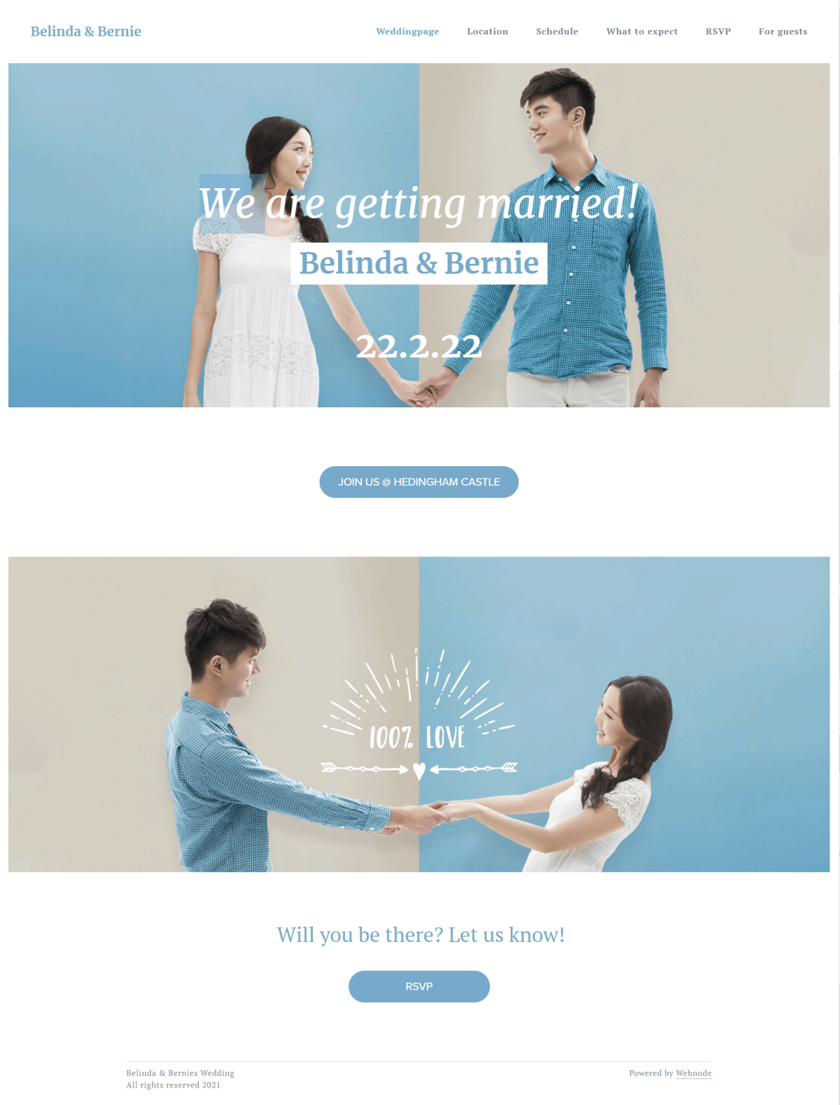 Wedding Website Examples: front page