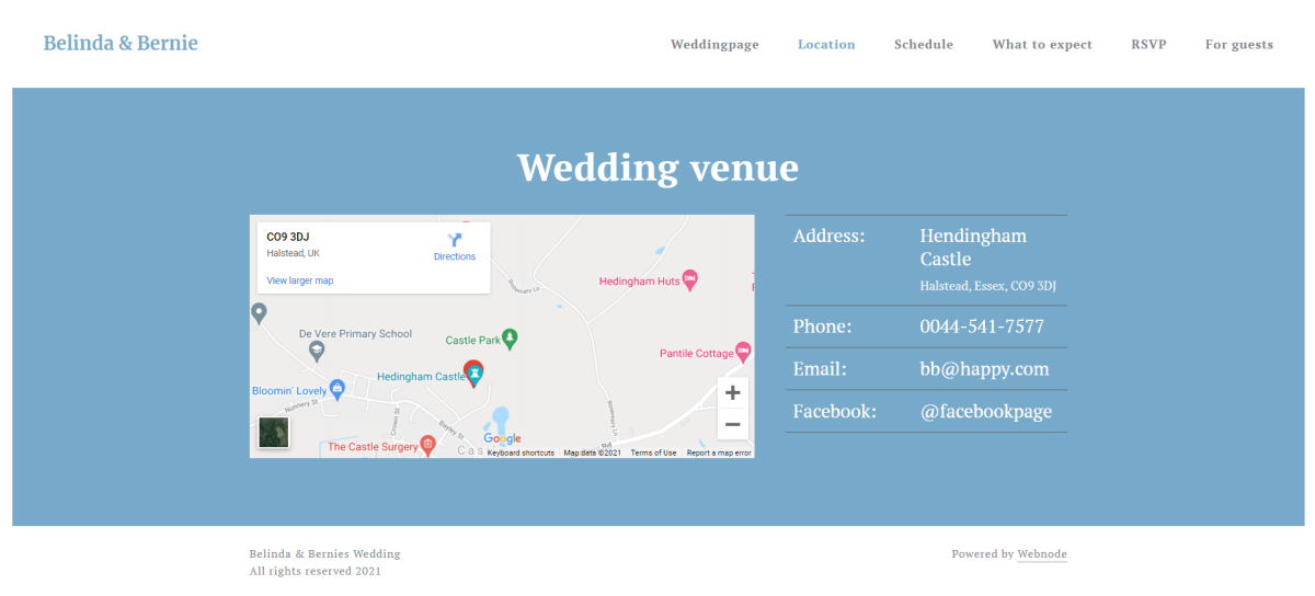 Wedding Website Examples: Wedding location