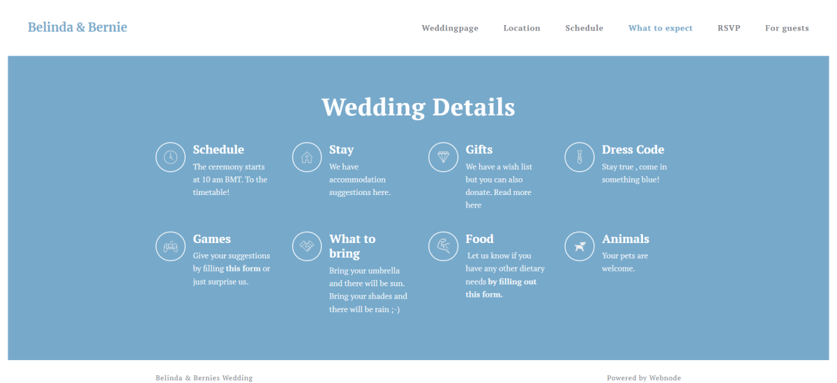 Wedding Website Examples: wedding faqs